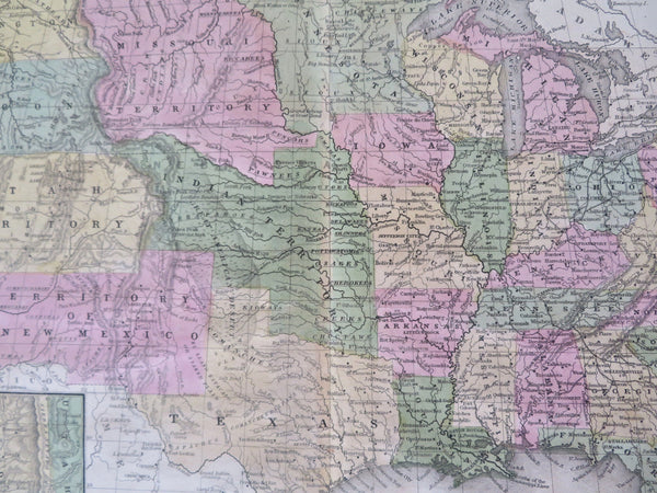 United States w/ Gold Region California Western Territories 1852 Mitchell map
