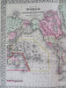 World Map showing exploration tracks Capt. Cook & Wilkes 1871 Mitchell large map