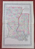 Arkansas Mississippi Louisiana Southern U.S. 1870 Mitchell oversize map