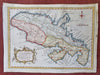 Martinique Caribbean Island Fort-de-France 1762 Kitchin charming hand color map