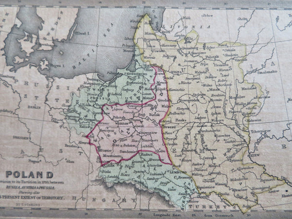 Poland Partition Prussia Austria Russia Warsaw Krakow 1830 miniature HC map