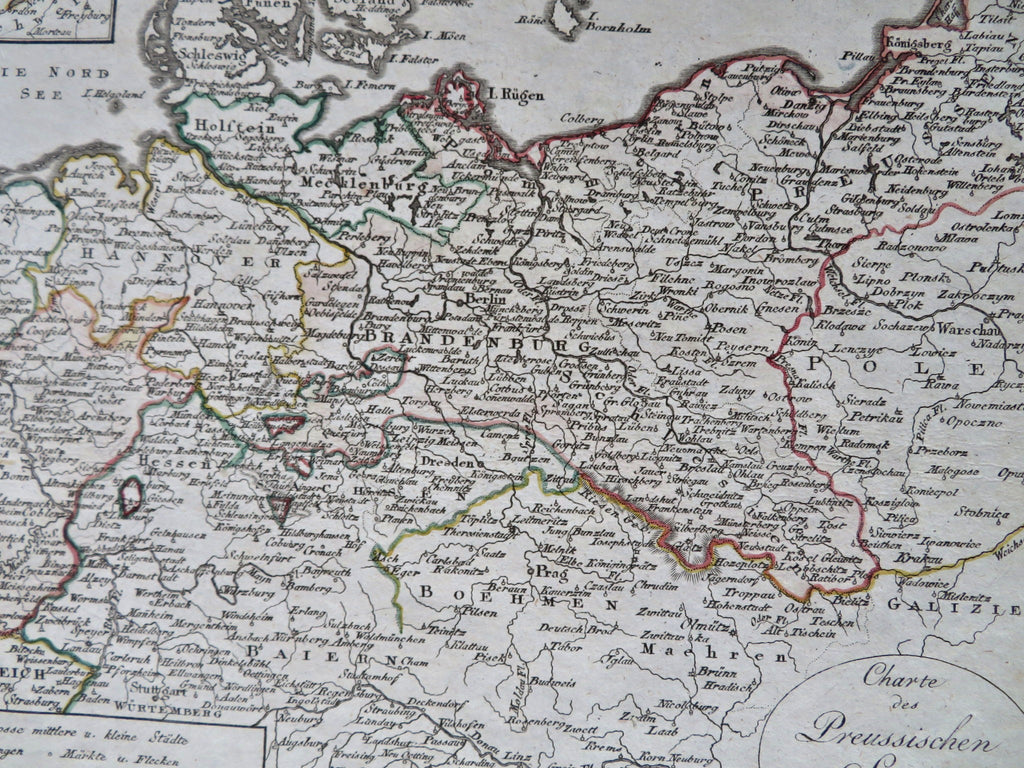 Prussian States German Confederation Westphalia Hanover Silesia 1818 rare map