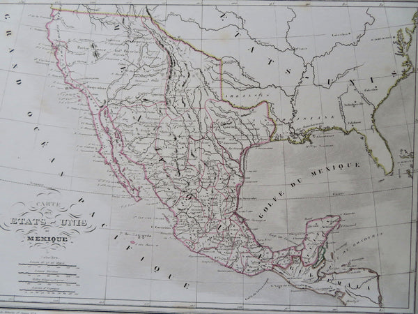 United States of Mexico Republic of Texas California 1846 Thierry rare map