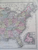 United States wagon roads shown 1887 Bradley-Mitchell large hand color map