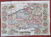 Flanders Ath Ypres Bruges 1708 decorative rare de la Feuille map w/ city plans