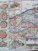 Flanders Ath Ypres Bruges 1708 decorative rare de la Feuille map w/ city plans
