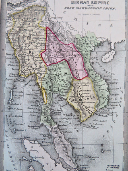 Southeast Asia Birma Cambodia Thailand Vietnam Myanmar 1830 Starling small map