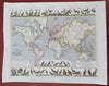 World Birds Turkey Owl Raven Heron Hawk Eagle c. 1850's Winkles world map