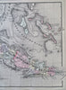Cuba Caribbean Sea Havana Bahamas Isle of Pines 1887 Bradley-Mitchell map