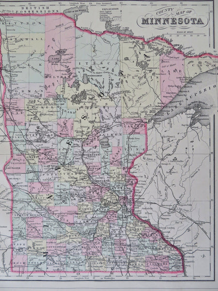 Minnesota Twin Cities Minneapolis St. Paul Duluth 1887 Bradley-Mitchell map
