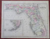 Florida Miami Tampa Tallahassee Jacksonville Keys 1887 Bradley-Mitchell map