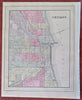 Chicago Illinois Lake Michigan 1887 Bradley-Mitchell detailed city plan map