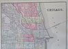 Chicago Illinois Lake Michigan 1887 Bradley-Mitchell detailed city plan map
