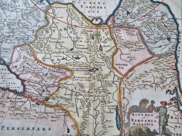 Central Asia Ancient World Scythia Tartary 1697 decorative vignette HC map
