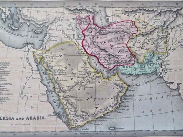 Persia Arabian Peninsula Red Sea Hejaz Mecca Medina 1830 miniature map