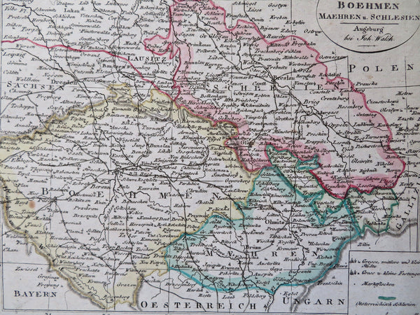 Kingdom of Bohemia Moravia Silesia Hapsburg Empire Prague 1818 Walch map