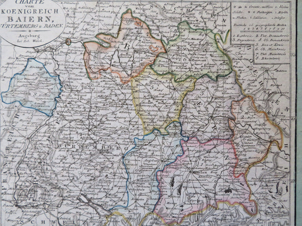 Kingdom of Bavaria Baden Württemberg German Confederation 1818 Walch Map