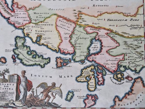 Ionian Islands Greece Corfu Epirus 1729 Cluverius decorative map