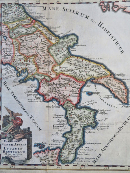 Southern Italy Roman Provinces Ancient World 1697 Cluverius decorative map