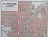 Milwaukee Wisconsin Detailed City Plan 1853 cerographic hand colored small map