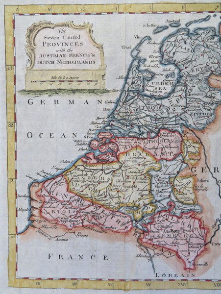 Seven United Provinces Netherlands Flanders Belgium 1771 Kitchin hand color map