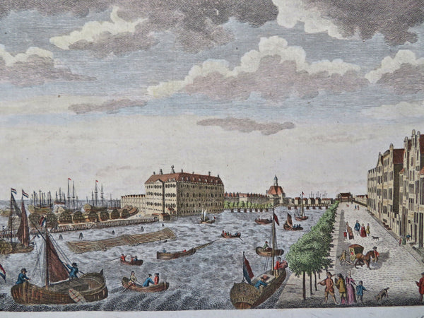 Amsterdam Admiralty view Office Dock Yard Storehouse 1770's hand color city view