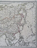 Asia Ottoman Empire Arabia India China Korea Russia 1810 rare hand color map