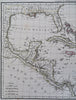 Gulf of Mexico Caribbean Sea Cuba Jamaica 1810 Lapie engraved hand color map