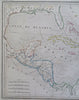 Caribbean Sea Cuba Bahamas Puerto Rico Haiti Jamaica 1846 Thierry hand color map