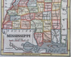 Mississippi 1853 state map w/ fine hand color scarce