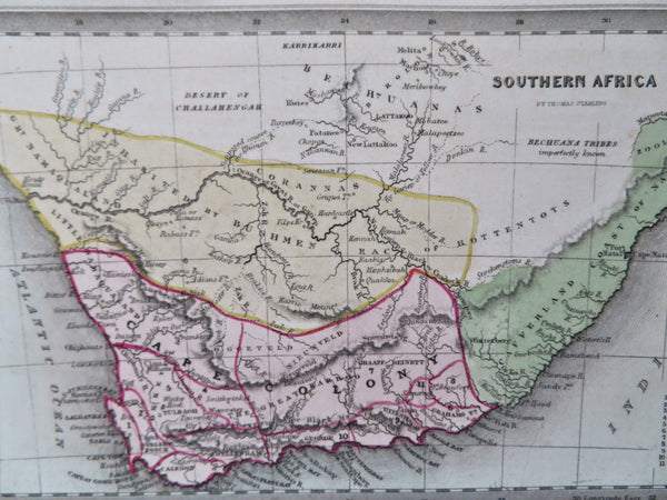 South Africa Cape Colony Cape Town Boer Natal 1831 Starling miniature map
