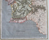 Portugal country by itself 1830's Harrison lovely engraved hand colored map