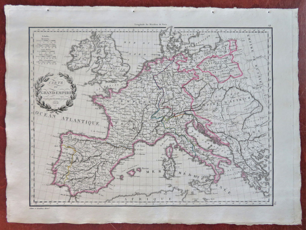 Napoleonic Europe French Empire France Spain Germany 1812 Lapie engrav ...