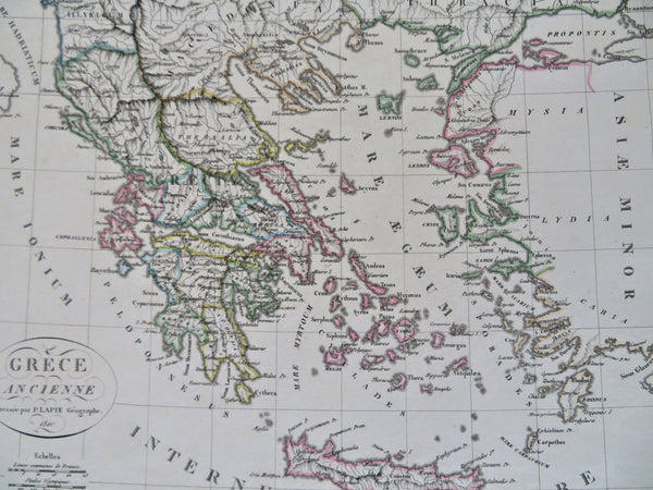 Ancient Greece Athens Sparta Corinth Argos 1810 Lapie historical map