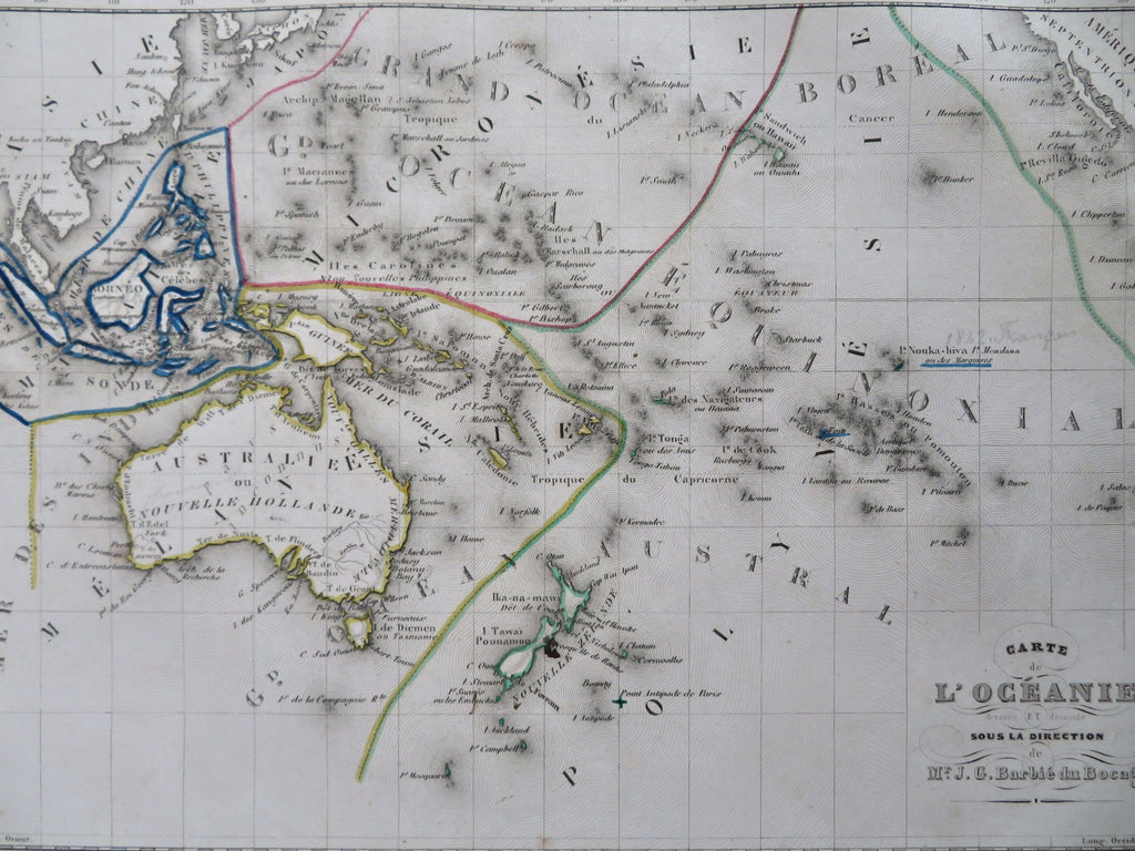 Oceania Australia Polynesia Hawaii New Zealand Indonesia 1852 du Bocage map