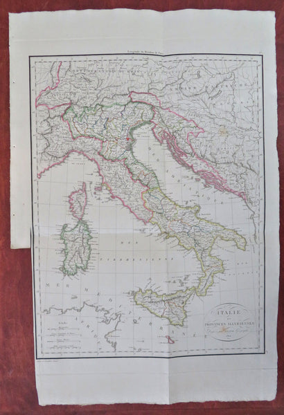 Napoleonic Italy Kingdom of Naples Sardinia Sicily Corsica 1812 Lapie large map