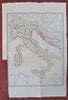 Napoleonic Italy Kingdom of Naples Sardinia Sicily Corsica 1812 Lapie large map