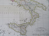 Napoleonic Italy Kingdom of Naples Sardinia Sicily Corsica 1812 Lapie large map