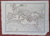 Roman Empire Mediterranean Sea 1810 Lapie hand color map