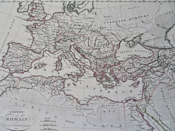 Roman Empire Mediterranean Sea 1810 Lapie hand color map