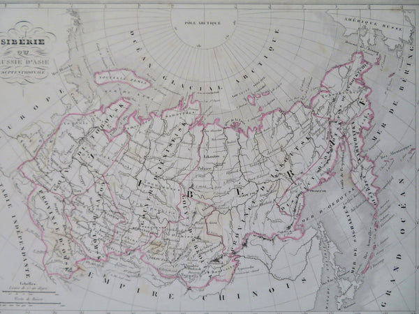 Siberia Russian Empire Kamchatka Manchuria 1846 Thierry engraved map
