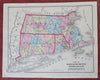 New England Massachusetts Rhode Island Connecticut 1871 F.W. Beers map