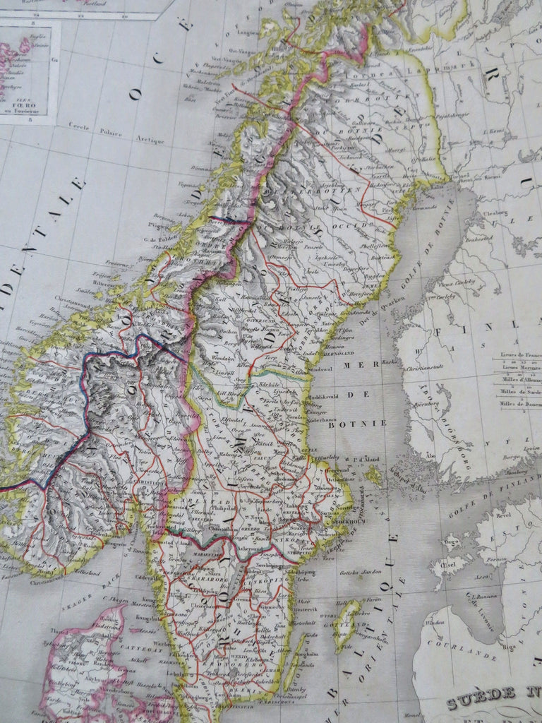 Scandinavia Sweden Norway Denmark Iceland Faroe Islands 1837 Leclerc folio map