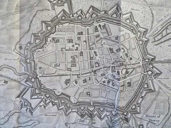 Douai Flanders France City Plan Fortifications c. 1745 engraved map