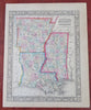 Louisiana Arkansas & Mississippi New Orleans Jackson Natchez 1860 Mitchell map