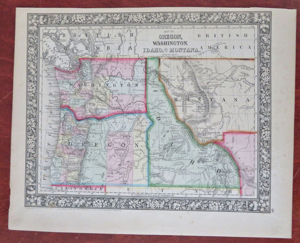 Montana territory Pacific Northwest Washington Oregon Idaho 1864 Mitchell map
