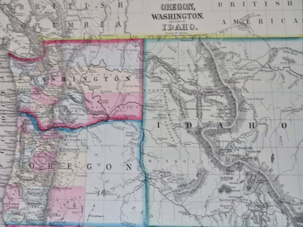 Idaho Territory Pacific Northwest Unexplored Oregon Washington 1860 Mitchell map
