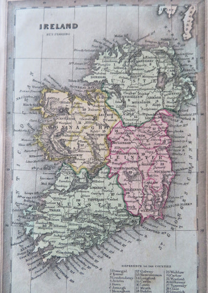 Ireland Dublin Galway Waterford Limerick Derry 1830 miniature map