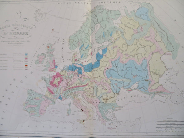 Geological Europe Geology Rock types 1846 Thierry scientific thematic map