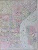 Philadelphia Pennsylvania & Camden New Jersey 1887 fine lg. hand color city plan